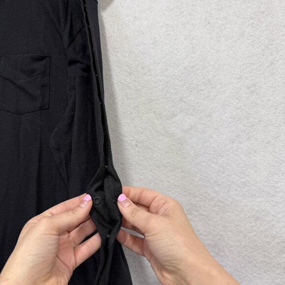 MAI Shirt Mens XL Black Long Sleeve Adaptive Side Snap Crewneck Pocket Tee Soft - Picture 7 of 15